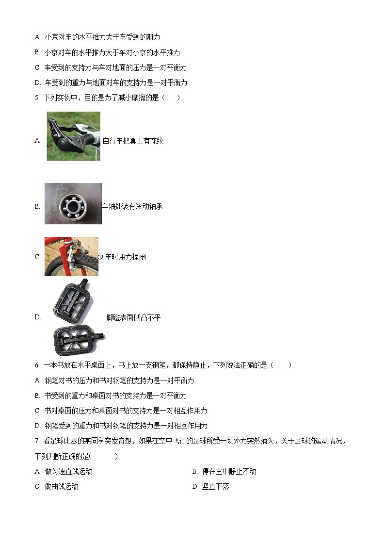山东省聊城市东阿县实验中学2023-2024学年八年级下学期3月月考物理试题（原卷版）第2页