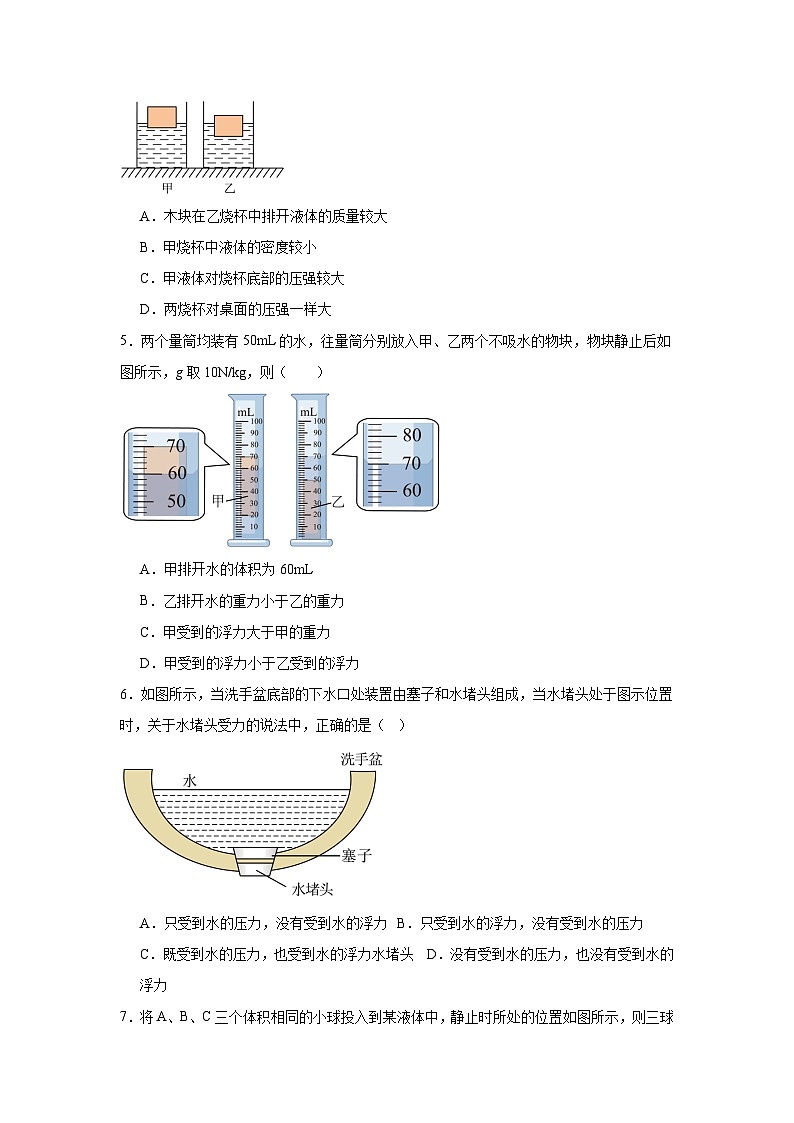 第十章+浮力复习练习题（含答案）2023－2024学年人教版物理八年级下册第2页
