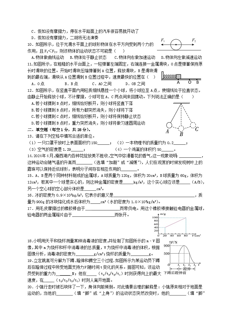 江苏省扬州市江都区第三中学2023-2024学年下学期八年级物理学科期中试卷第2页
