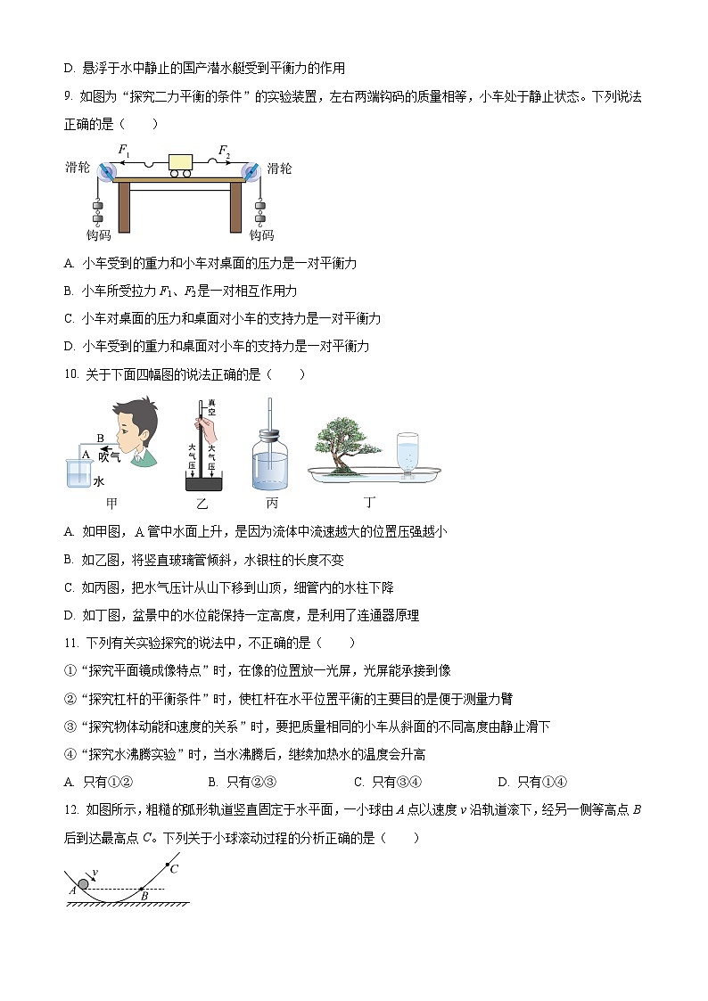 2024年山东省泰安市宁阳县第三中学（五四制）九年级中考一模物理试题（原卷版+解析版）03