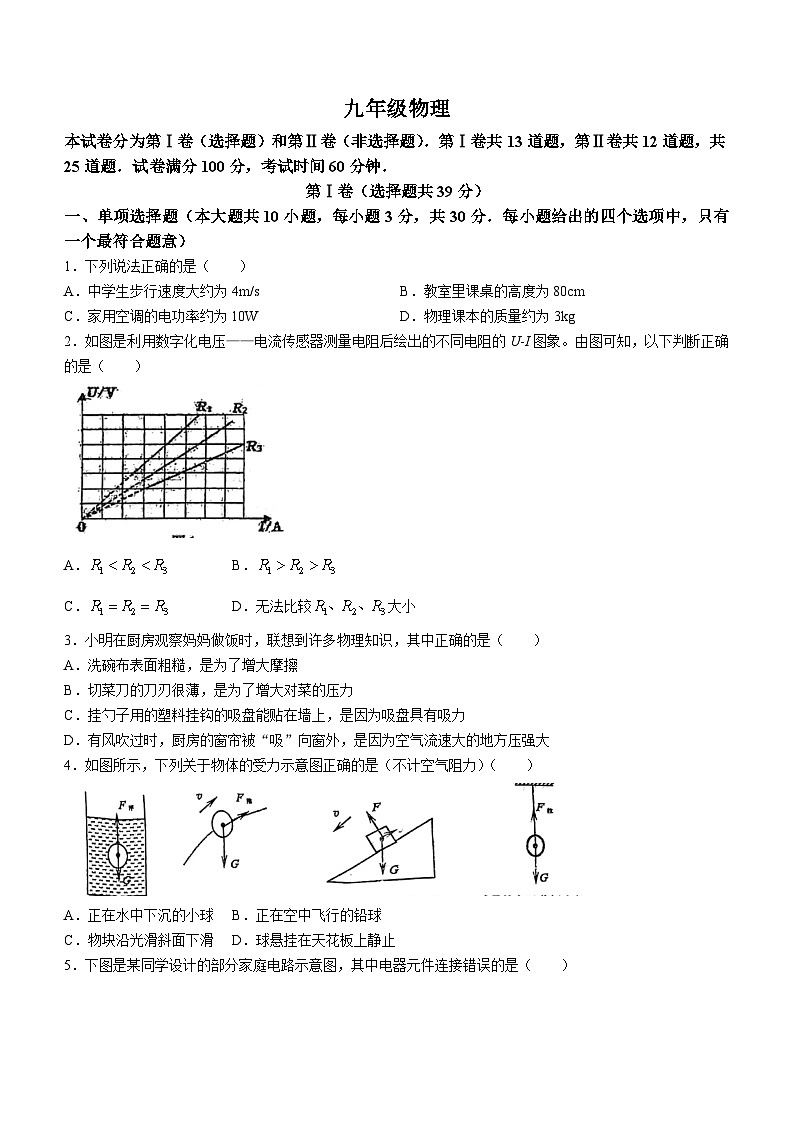 2024年天津市红桥区中考一模物理试题+01