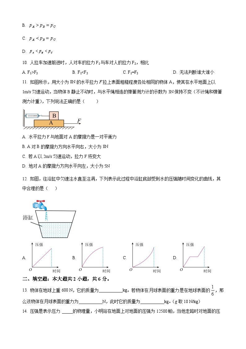 湖北省黄石市实验中学2023-2024学年八年级下学期4月月考物理试题（原卷版+解析版）03