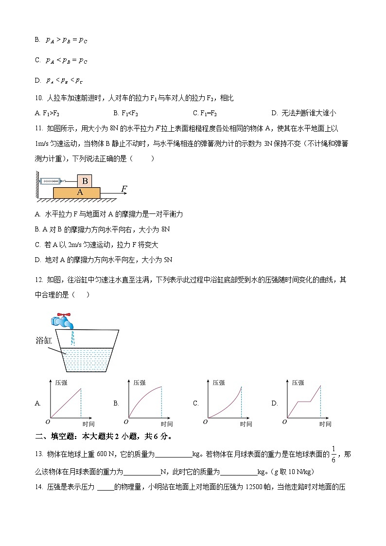 湖北省黄石市实验中学2023-2024学年八年级下学期4月月考物理试题（原卷版）第3页