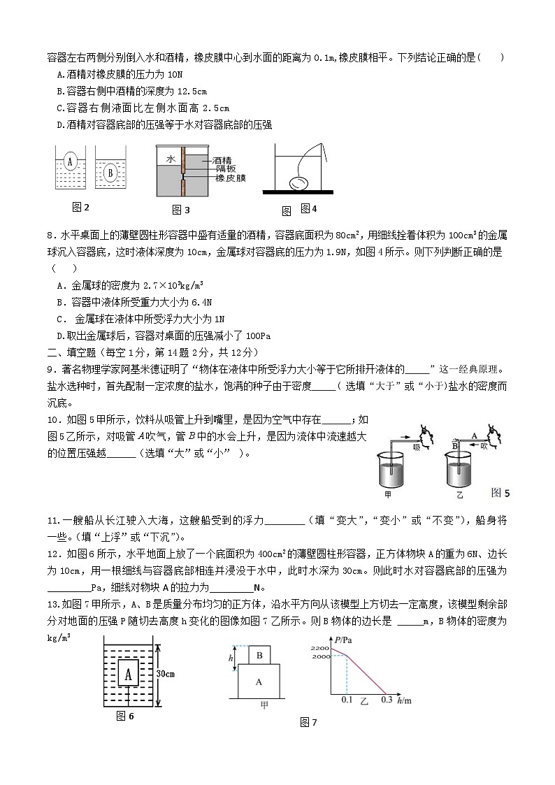 重庆市綦江区联盟校2023-2024学年八年级下学期期中考试物理试题02