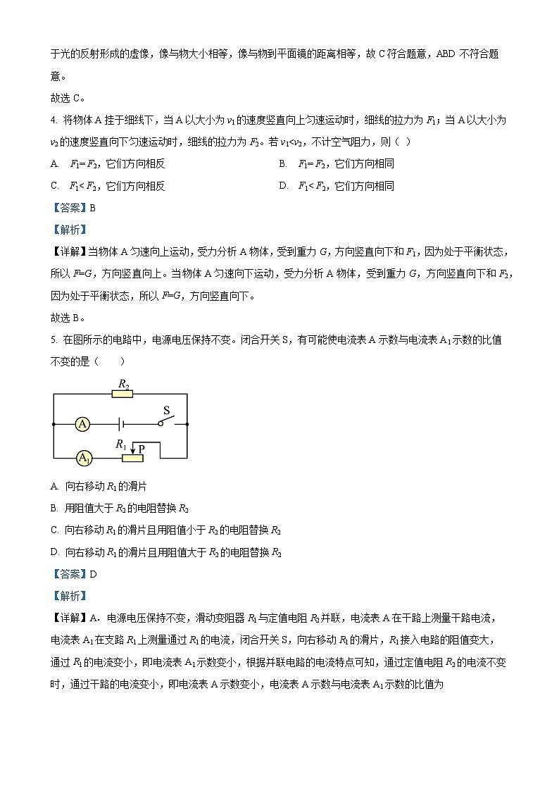 2024年上海市青浦区九年级中考二模物理试卷（解析版）第2页
