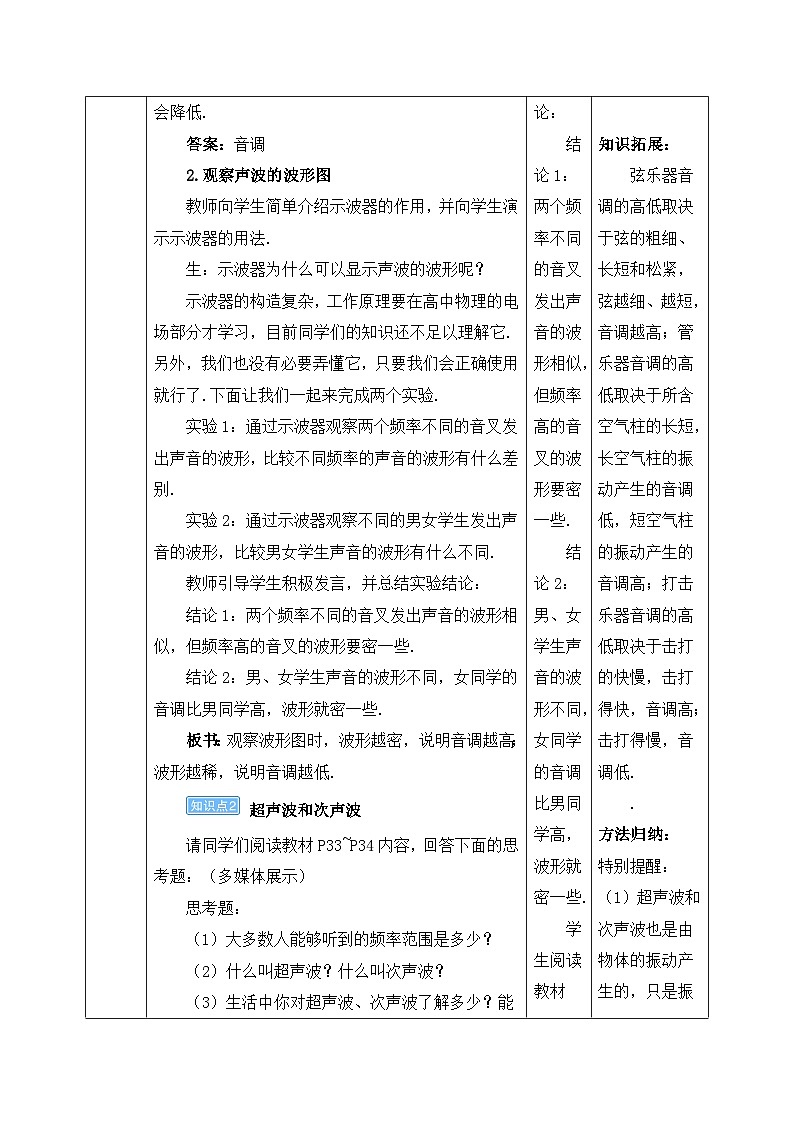 人教版八年级上册第二章2.2《声音的特性》第1课时精品课件+教学设计+同步练习题（含参考答案）03