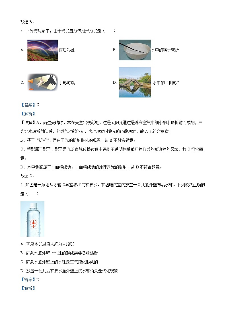 2024年山东省临沂市沂水县中考一模物理试题（原卷版+解析版）02