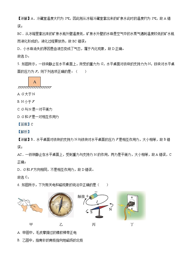 2024年山东省临沂市沂水县中考一模物理试题（原卷版+解析版）03