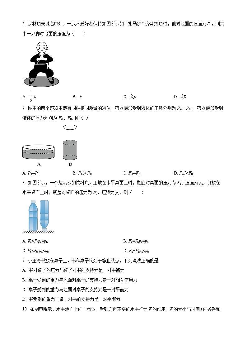 山东省枣庄市薛城区北临城中学2023－2024学年八年级下学期4月月考物理试题（原卷版）第2页
