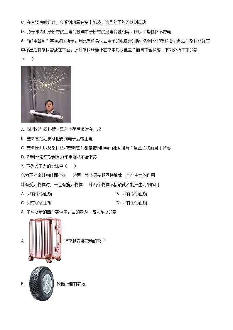 江苏省连云港市新海初级中学2023-2024学年八年级下学期期中考试物理试卷（原卷版）第2页