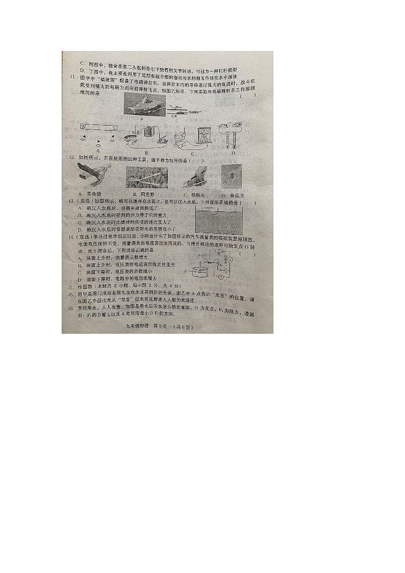 2024年河南省周口市扶沟县中考一模物理试题第3页