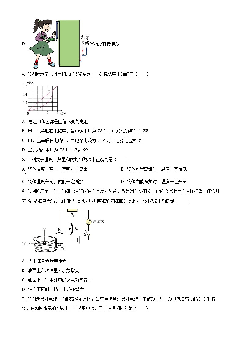 2024年甘肃省武威第十中学教研联片中考物理一模试卷（原卷版+解析版）02