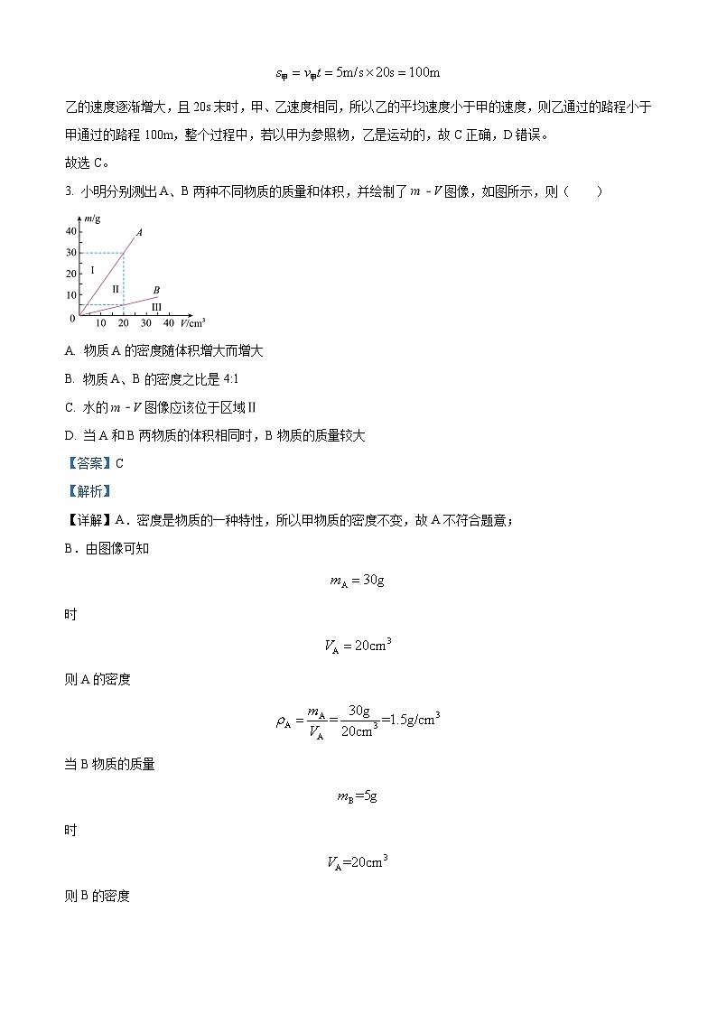 2024年甘肃省武威市凉州区二十一中学教研联片片中考一模物理试题（原卷版+解析版）02