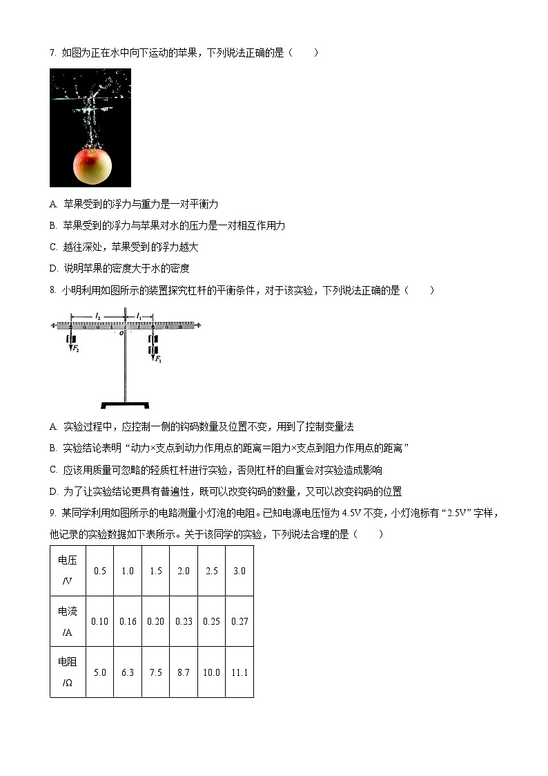 2024年湖北省武汉市腾云联盟中考适应性考试（二模）物理试题（原卷版+解析版）03