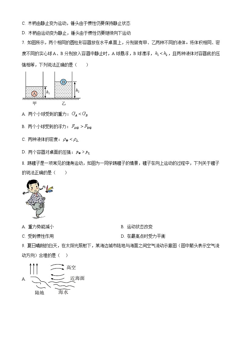2024年山东省枣庄市薛城区九年级第二次调研考试物理试题（原卷版+解析版）03