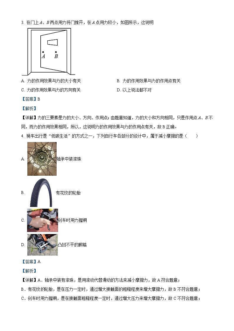 广西扶绥县2023-2024学年八年级下学期期中考试物理试题（解析版）第2页