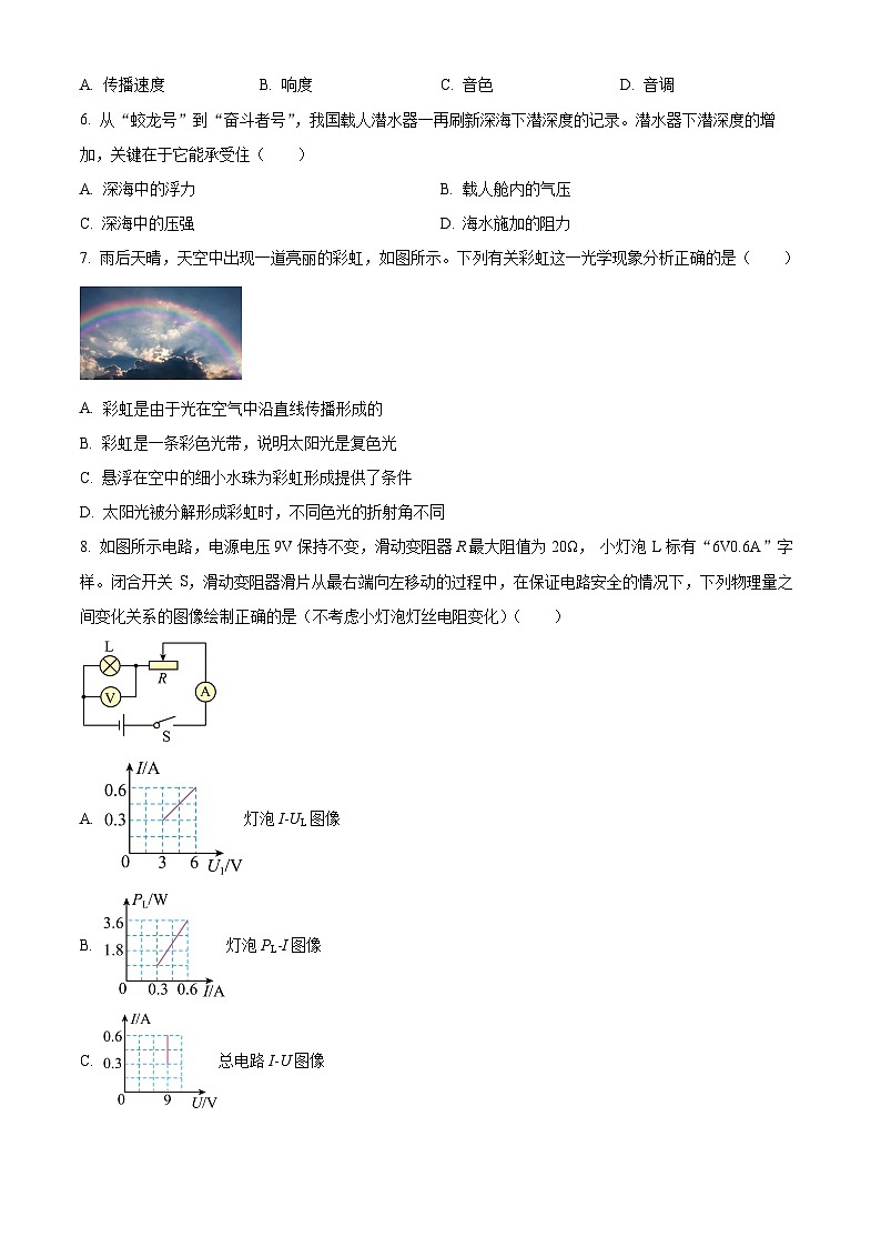 贵州省2024年初中学业水平考试适应性训练（一模）理综试题-初中物理（原卷版）第2页