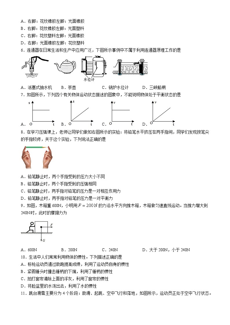 湖北省武汉市黄陂、蔡甸区部分学校2023-2024学年八年级下学期期中物理试卷第2页
