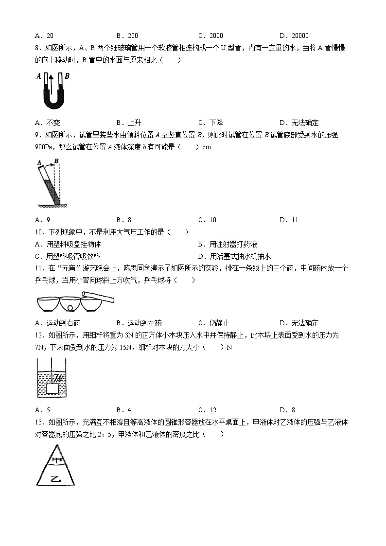 新疆维吾尔自治区乌鲁木齐市第十三中学2023-2024学年八年级下学期4月期中物理试题(无答案)第2页