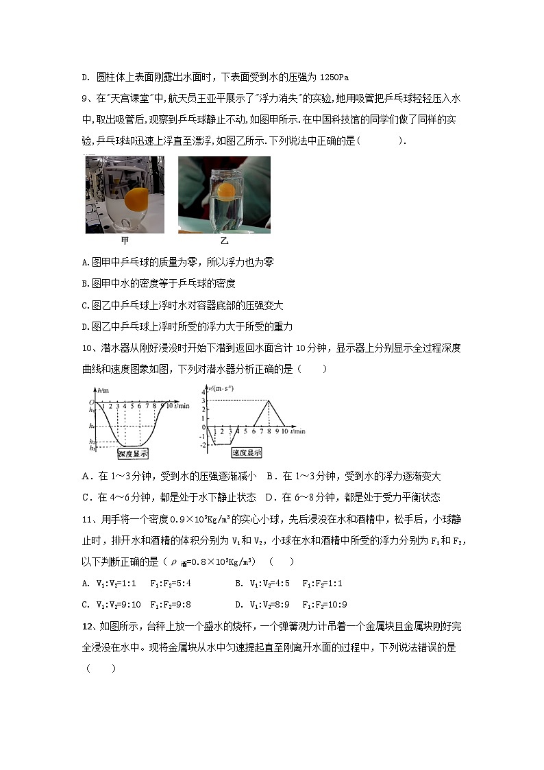 江苏省高邮市阳光双语初中2024年九年级物理中考复习专题训练（压强浮力）（含答案）第3页