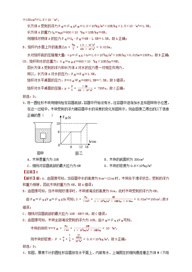 2024年中考物理必考考点专题23浮力细线加水放水题型（解析版）第2页