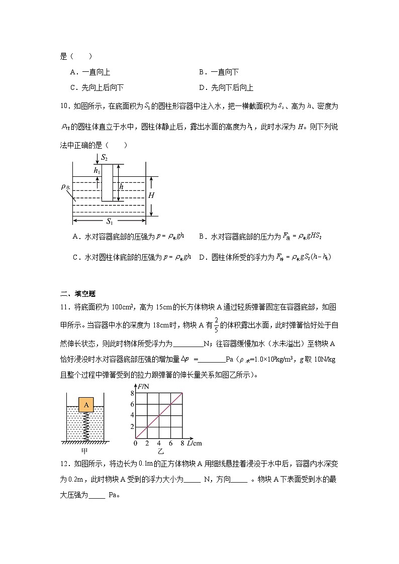 第十章+浮力+单元测试题（含答案）2023-2024学年人教版八年级下册物理第3页