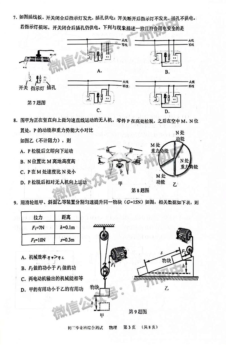 2024广州天河区中考一模物理试题03