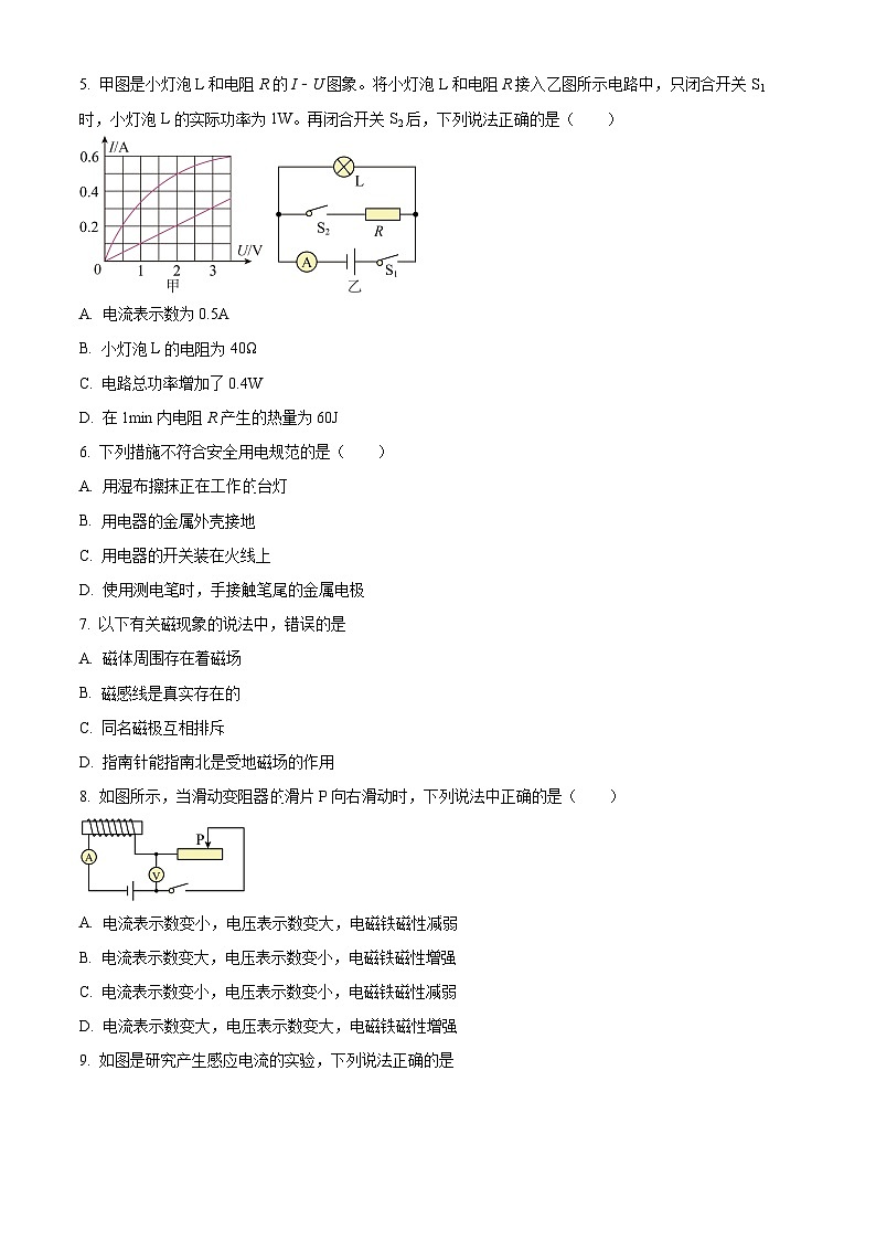 2024年甘肃省武威十七中中考物理一模试题（原卷版+解析版）02