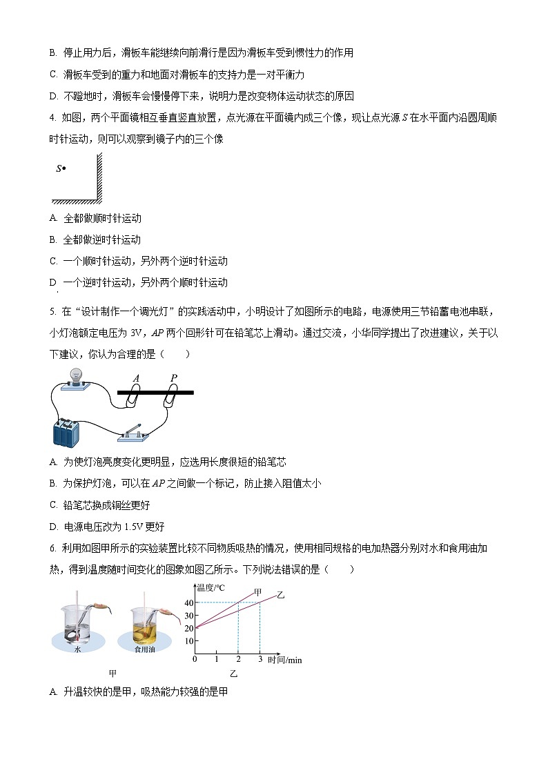 2024年湖北省黄石市阳新县陶港镇初级中学第一次中考模拟物理试卷（原卷版）第2页