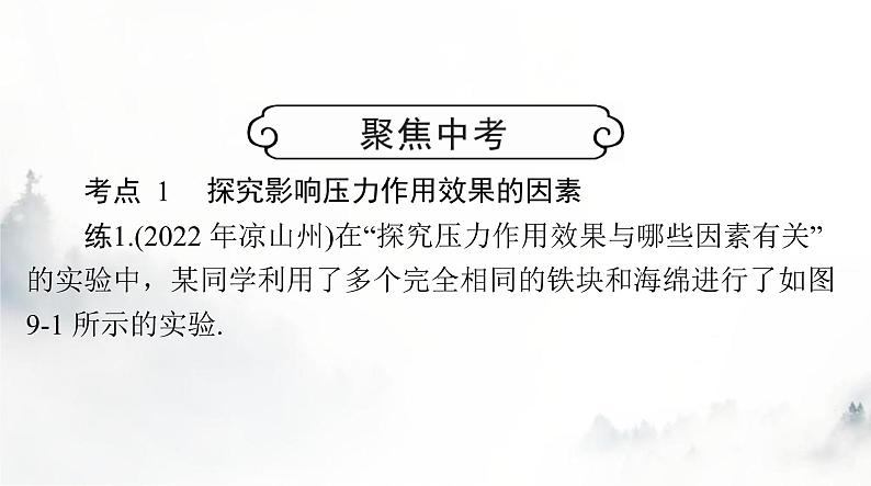 人教版八年级物理下册第九章压强聚焦中考课件第1页