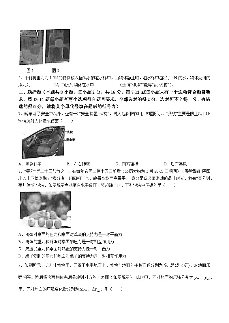 河南省南阳市镇平县2023-2024学年八年级下学期4月期中考试物理试题第2页