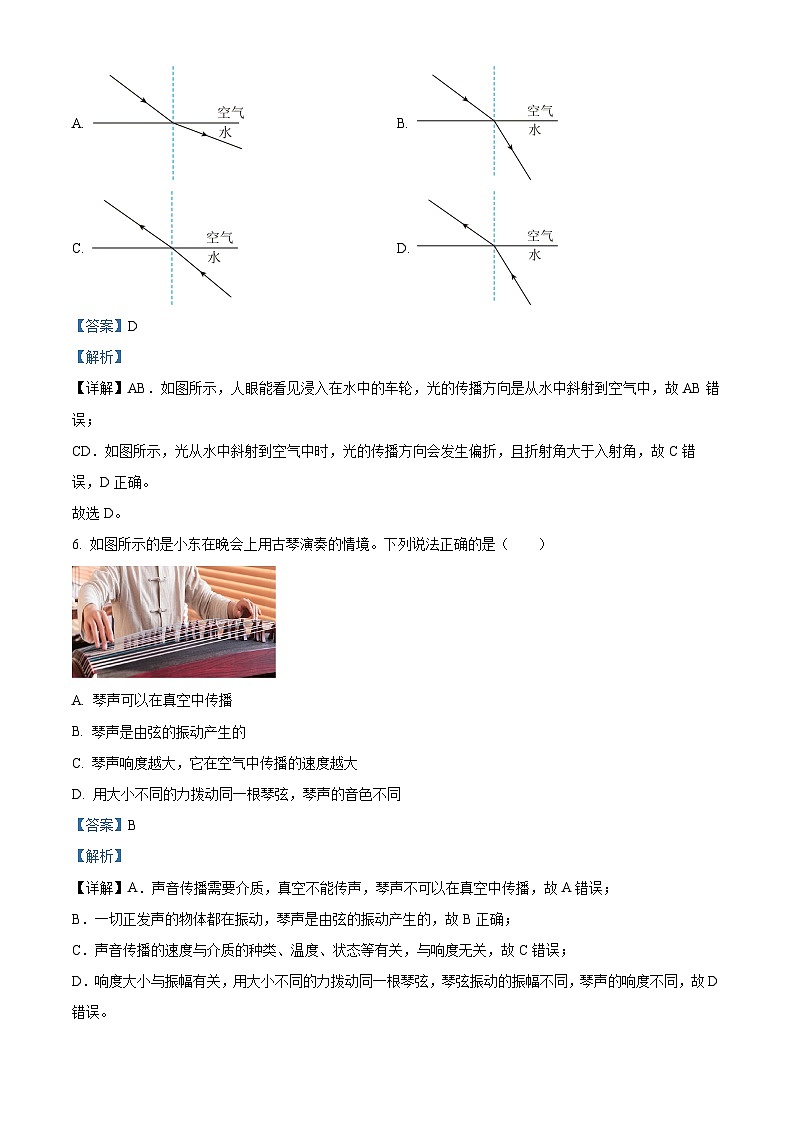 2024年福建省厦门市中考一模物理试题（原卷版+解析版）03