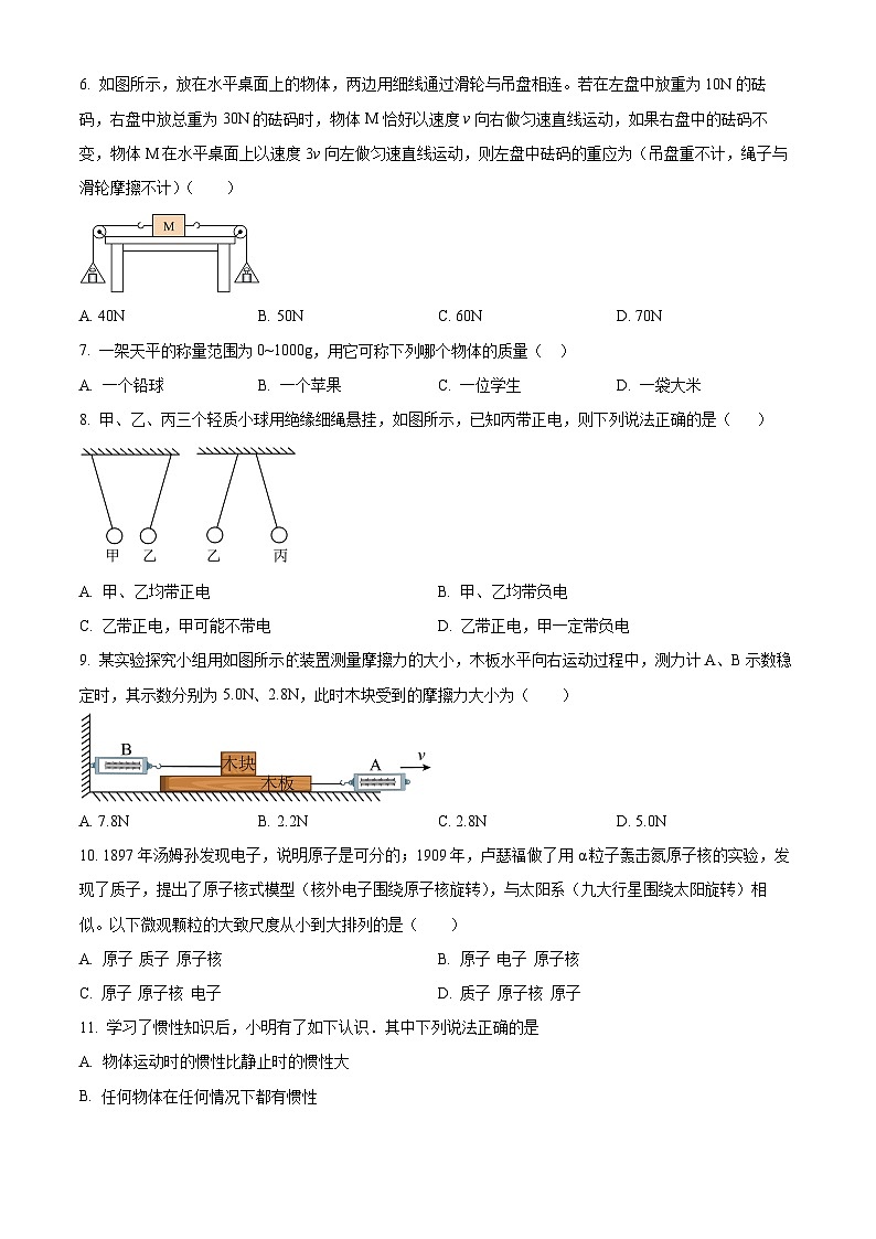 江苏省江阴市长泾片2023-2024学年八年级下学期期中物理试题（原卷版+解析版）02