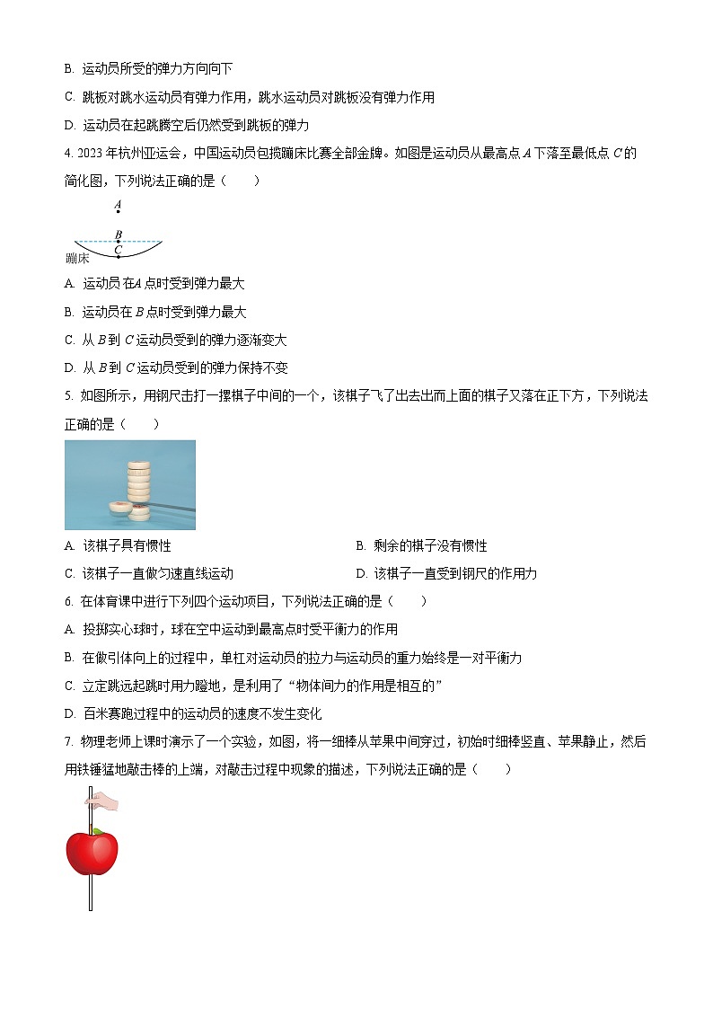 四川省绵阳市安州区2023-2024学年八年级下学期4月期中物理试题（原卷版）第2页