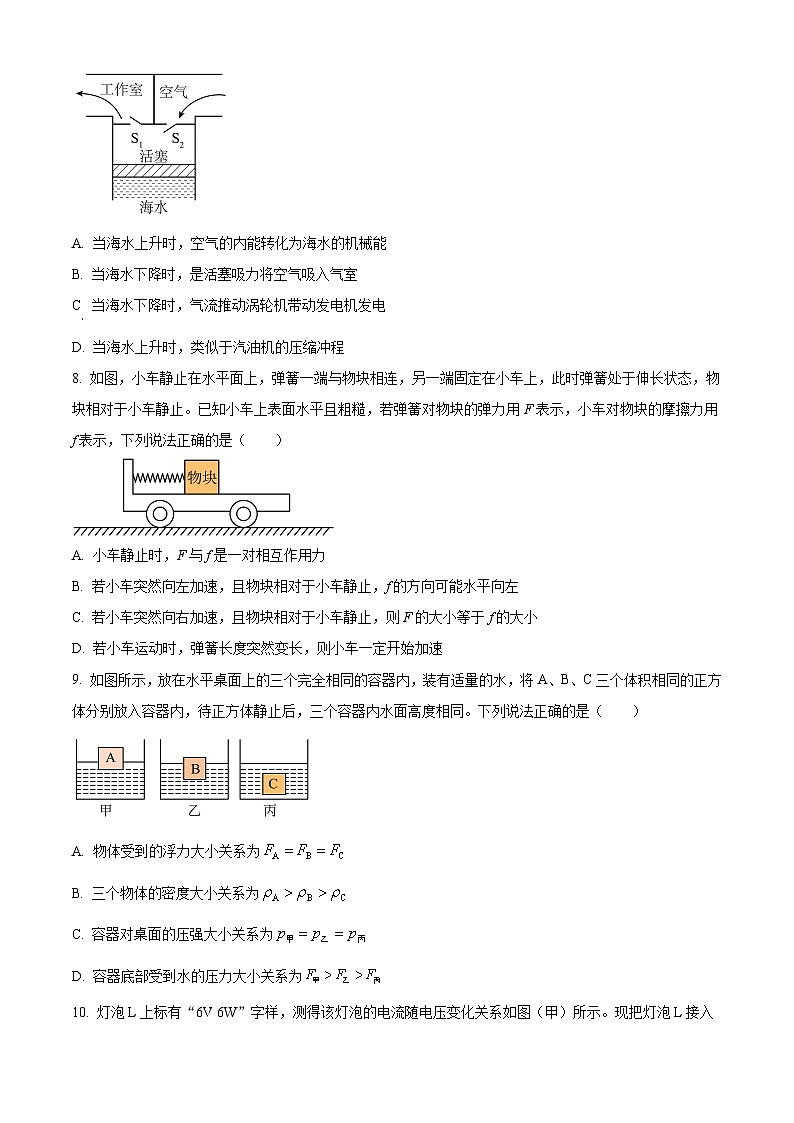 江苏省连云港市赣榆区连云港市和安中学2023-2024学年九年级下学期4月月考物理试题（原卷版）第3页