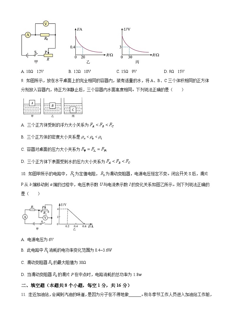 2024年黑龙江省绥化市明水县中考一模物理试题（原卷版+解析版）03