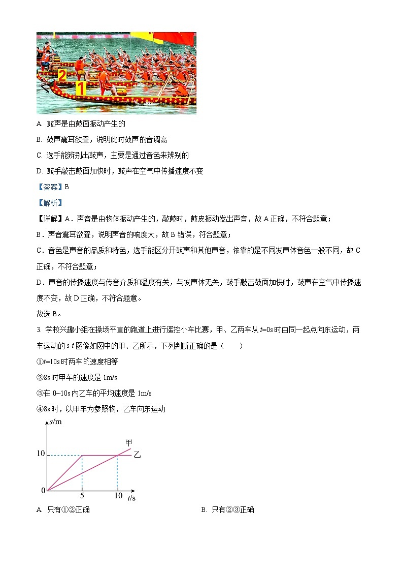 2024年山东省菏泽市巨野县中考一模物理试题（原卷版+解析版）02