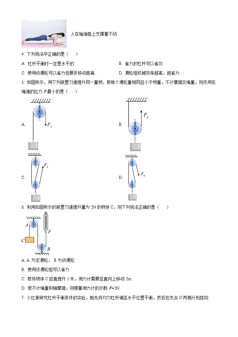 北京市顺义牛栏山第一中学实验学校2023－2024学年下学期八年级4月月考物理试卷（原卷版+解析版）02