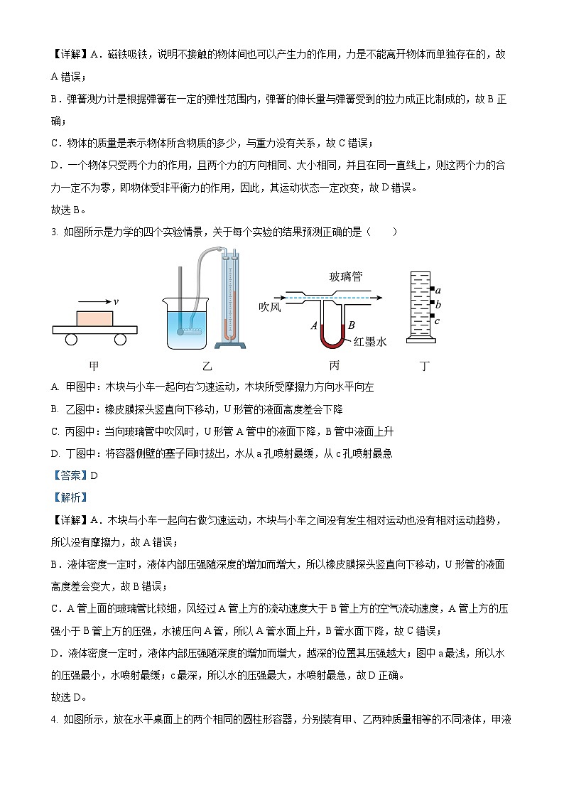 广东省深圳市南山外国语学校（集团）2023-2024学年八年级物理下学期期中试题（解析版）第2页