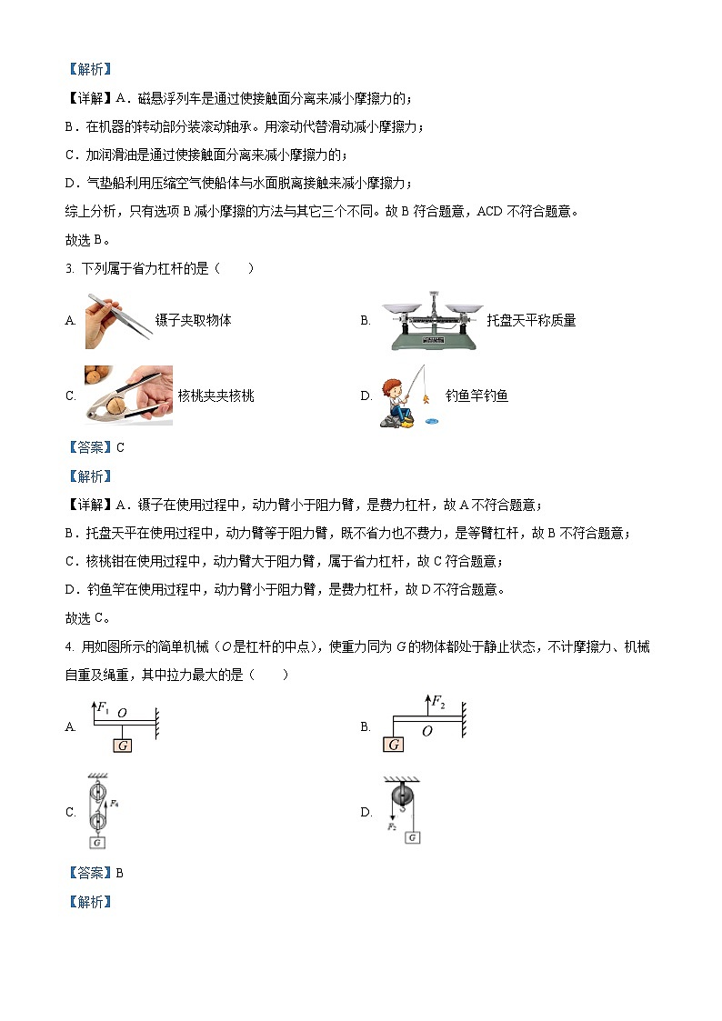 广东省东莞市东莞中学初中部2023-2024学年八年级下学期期中考试物理试题（解析版）第2页