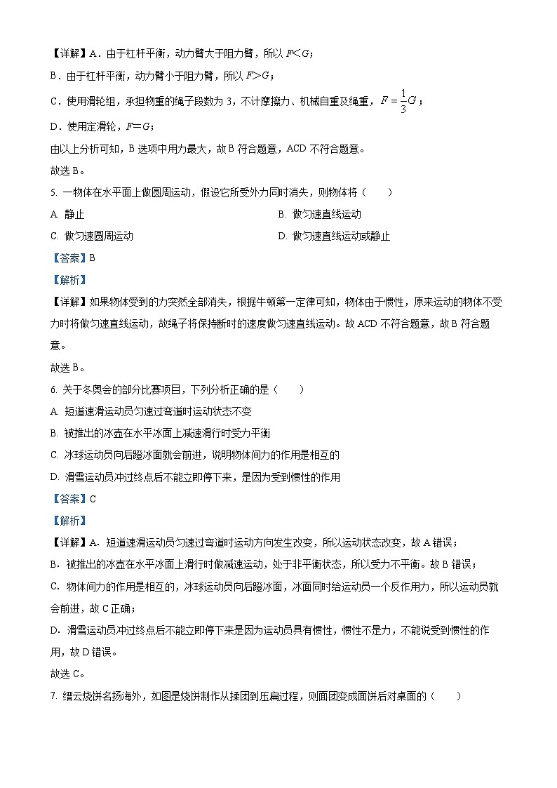 广东省东莞市东莞中学初中部2023-2024学年八年级下学期期中考试物理试题（解析版）第3页