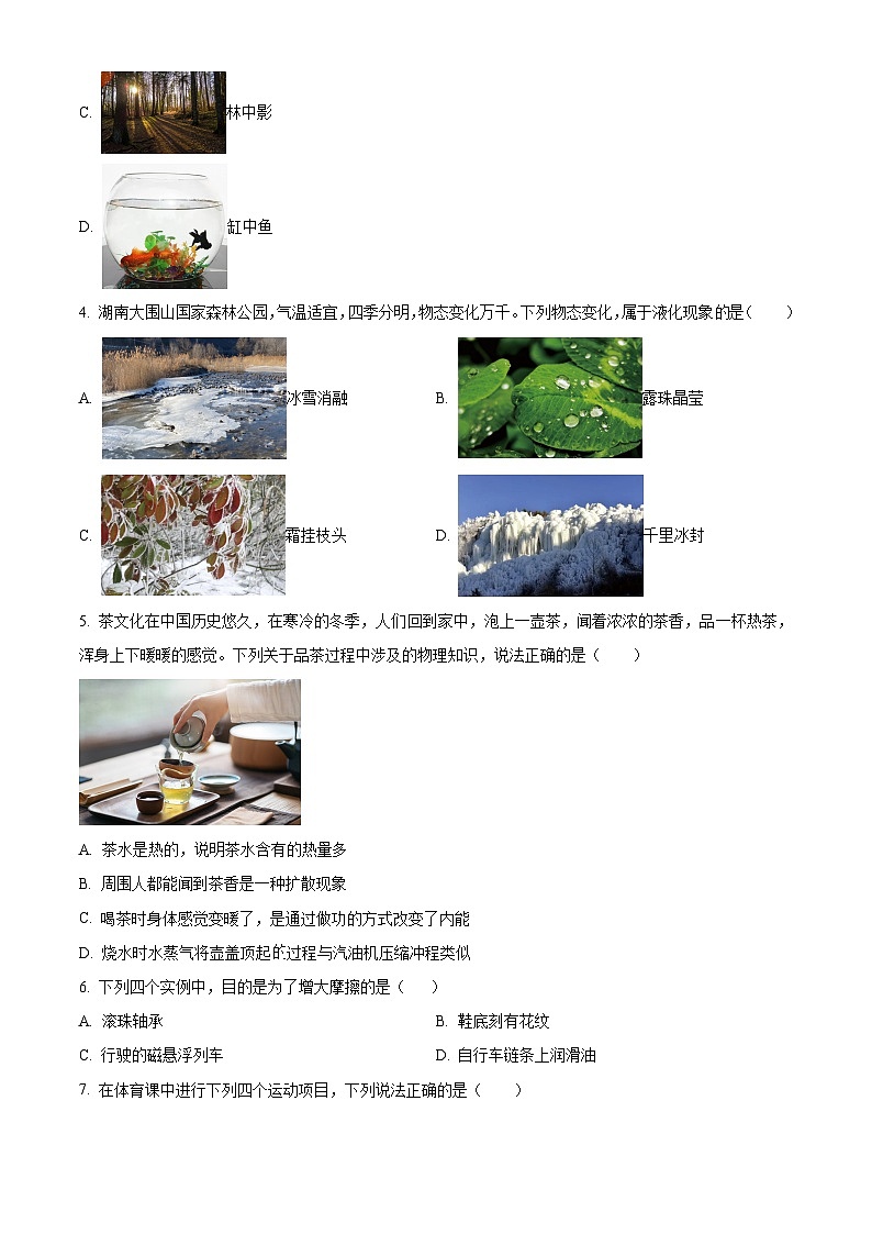 湖南省长沙市浏阳市2023-2024学年九年级下学期4月期中物理试题（原卷版+解析版）02