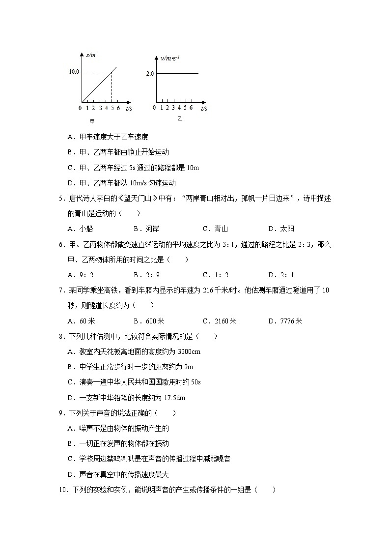 2023-2024学年山东省德州市禹城市李屯中学八年级（下）开学物理试卷02