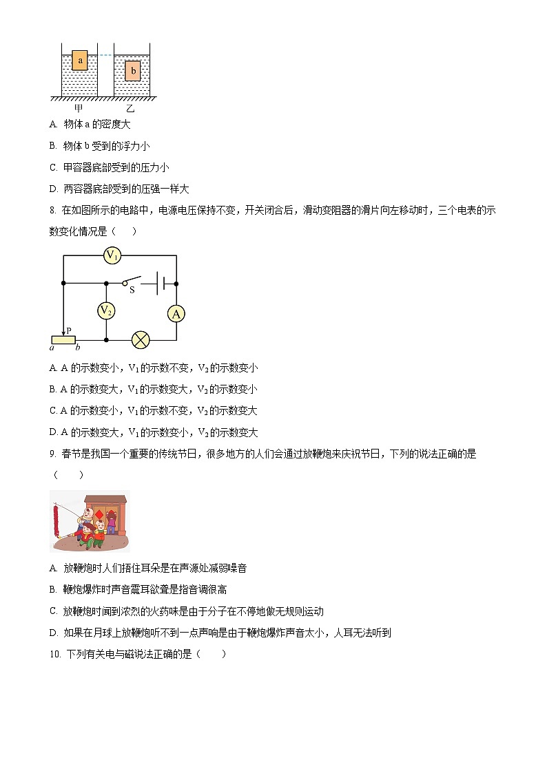 2024年山东省聊城市阳谷县实验中学中考模拟物理试题（二）（原卷版）第3页