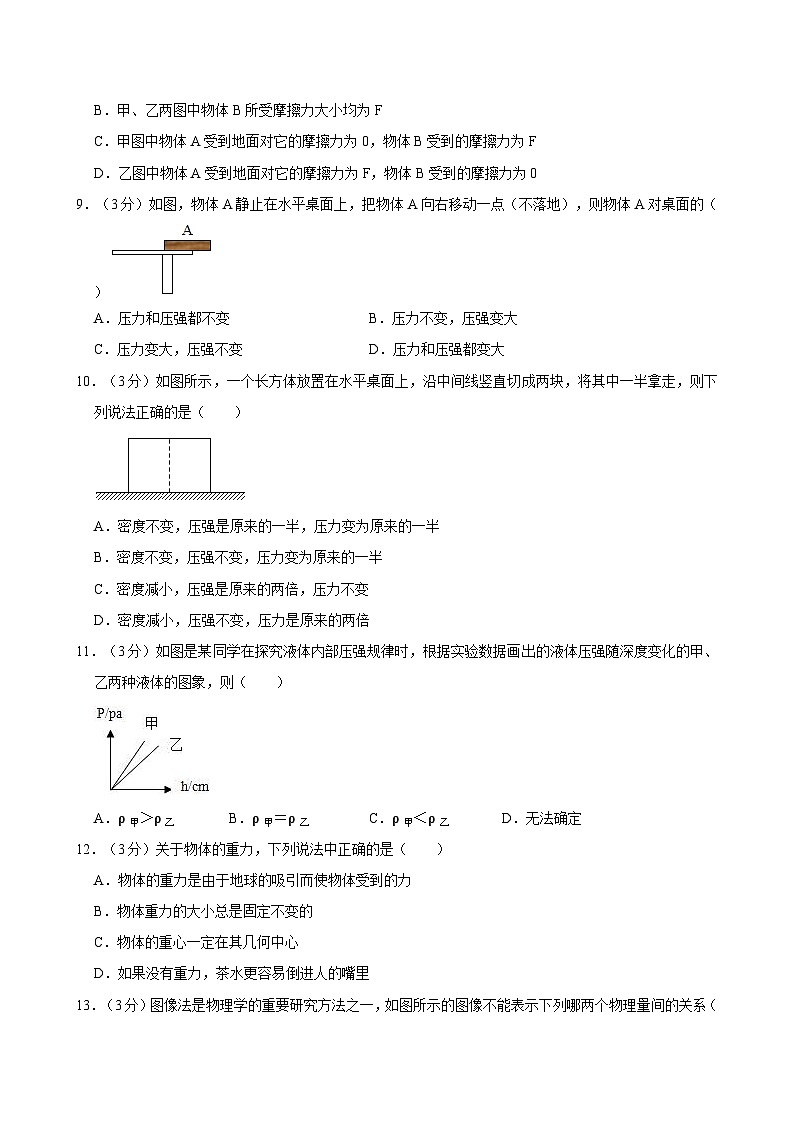 河北省石家庄市平山县2023-2024学年八年级下学期期中物理试卷03