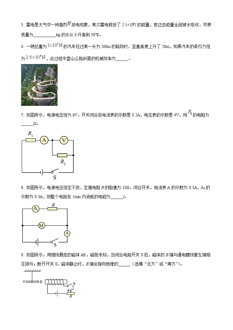 2024年安徽省合肥市第四十五中学橡树湾校区九年级中考一模物理卷（原卷版+解析版）02
