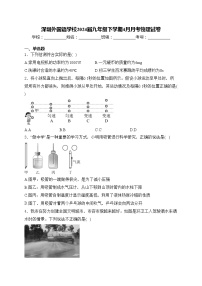 深圳外国语学校2024届九年级下学期4月月考物理试卷(含答案)