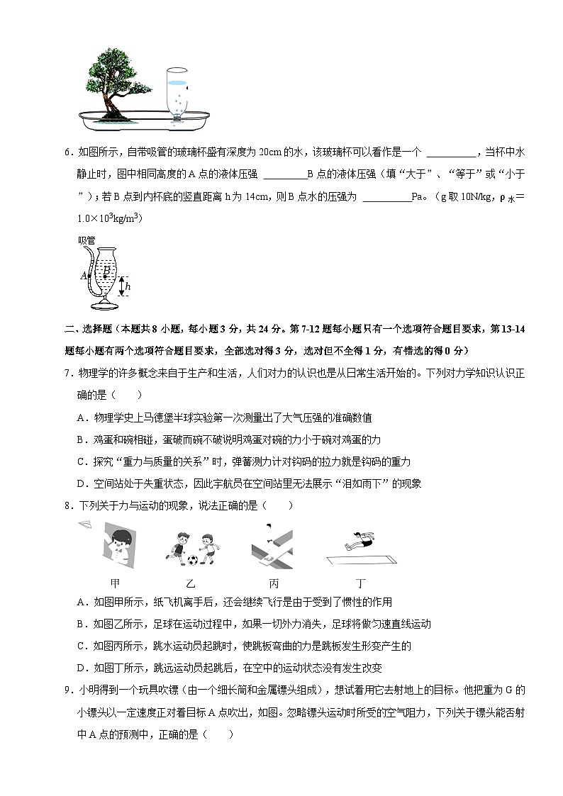 河南省郑州市第八中学2023-2024学年八年级下学期期中物理试卷第2页