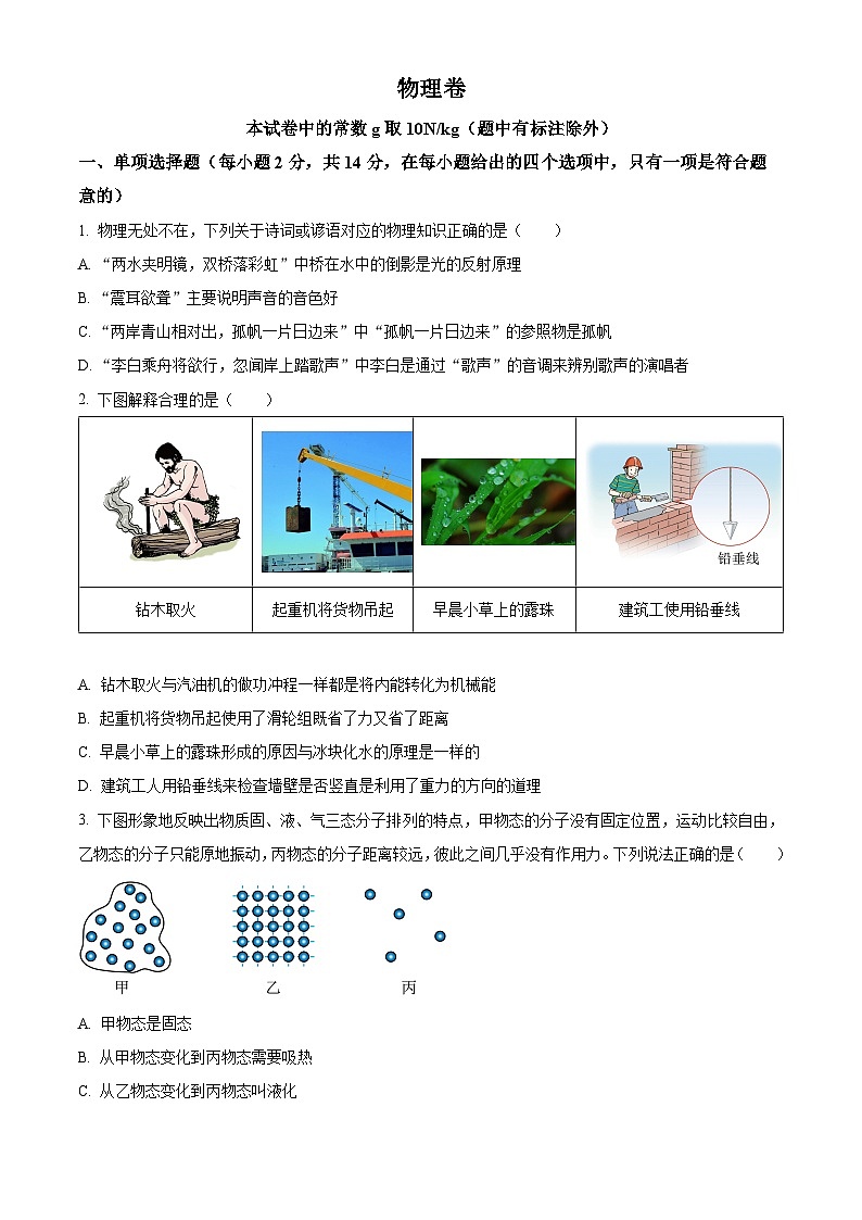 2024年广东省深圳市盐田区中考一模物理试题（原卷版+解析版）01