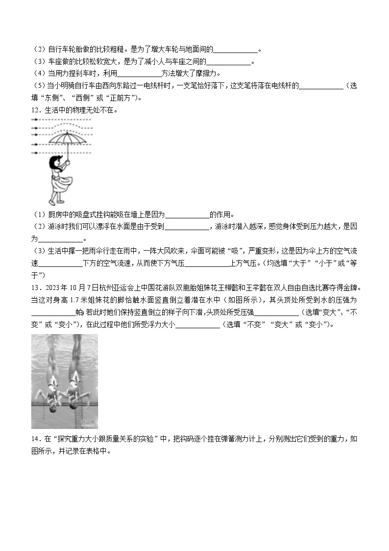 吉林省长春市德惠市2023-2024学年八年级下学期期中考试物理试卷02